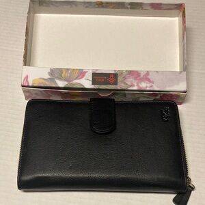 Mou Meraki Chic Black Leather Wallet With Check  Holder